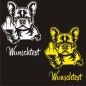 Preview: Französische Bulldogge Stinkefinger lustig Wunschtext Autoaufkleber Auto Aufkleber Sticker Pfoten A4302